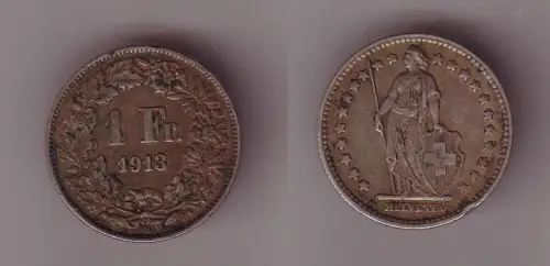 1 Franc Silber Münze Schweiz 1913 (115777)
