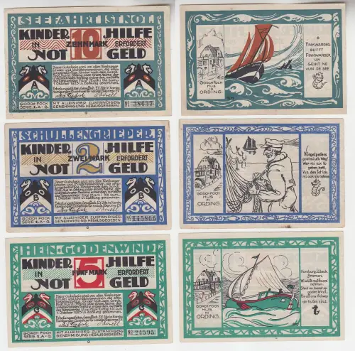 2, 5, 10 Mark Banknoten Notgeld Hamburg Erholungsstätten Gesellschaft (116200)