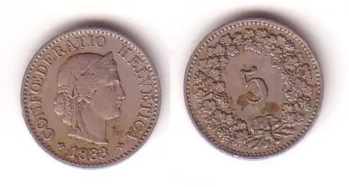 5 Rappen Nickel Münze Schweiz 1883 B (115368)