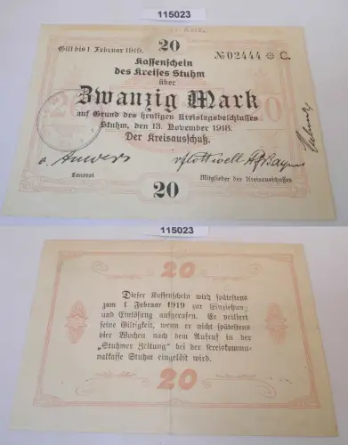 20 Mark Banknote Notgeld Stadt Stuhm 13.November 1918 (115023)