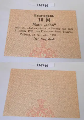 10 Mark Banknote Notgeld Stadt Kolberg 12.November 1918 (114716)