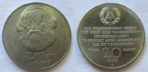 DDR Gedenk Münze 20 Mark Karl Marx 1983 (119199)