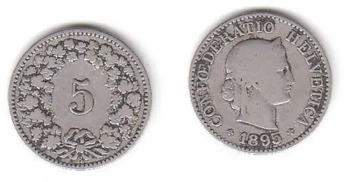 5 Rappen Nickel Münze Schweiz 1895 B (114631)