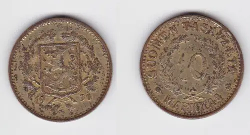 10 Markkaa Messing Münze Finnland 1930 (114119)