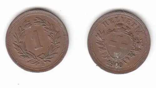 1 Rappen Kupfer Münze Schweiz 1900 B (113921)