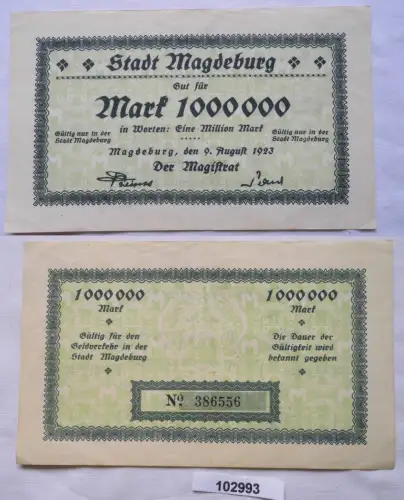 1 Million Mark Banknote Inflation Magdeburg 9.August 1923 (102993)