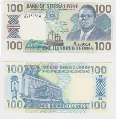 100 Leones Banknote Sierra Leone 1990 bankfrisch UNC (153299)