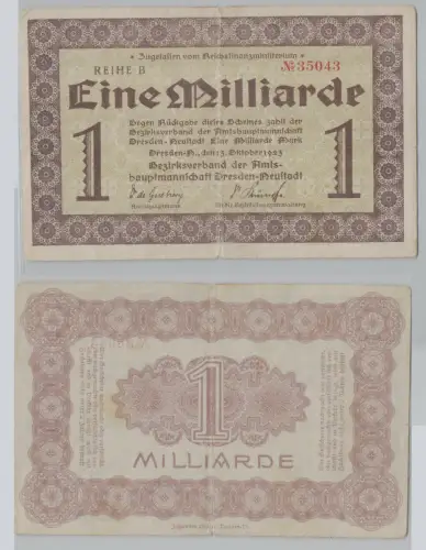 1 Milliarde Mark Banknote Amtshauptmannschaft Dresden Neustadt 1923 (152951)