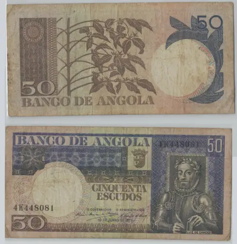 50 Escudos Banknote Angola 10.06.1973 Pick 105 (140297)