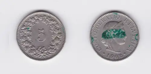 5 Rappen Kupfer Nickel Münze Schweiz 1962 B (117699)