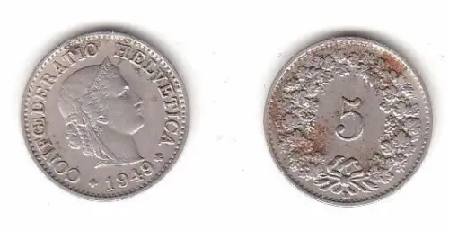 5 Rappen Nickel Münze Schweiz 1949 B (114101)