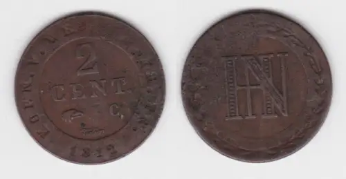 2 Centimes Kupfer Münze Westfalen 1812 C f.ss (143004)