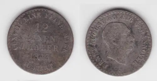 1/12 Taler Silber Münze Hannover 1843 B s/ss (142902)