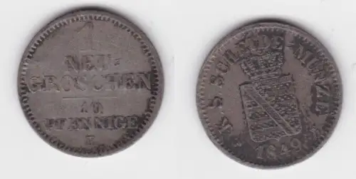 1 Neu Groschen Silber Münze Sachsen 1849 B ss (143248)