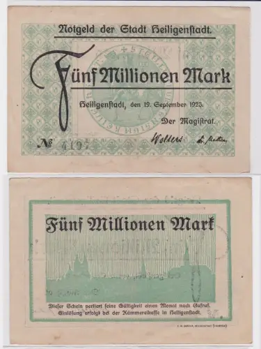 5 Millionen Mark Banknote Stadt Heiligenstadt 19.9.1923 (122430)