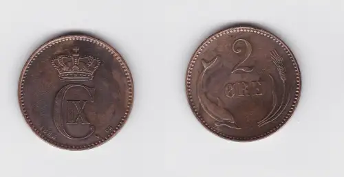 2 Öre Kupfer Münze Dänemark 1886 Delphin (133507)