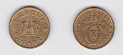 1 Krone Messing Münze Dänemark 1929 (134581)