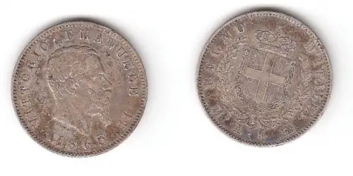1 Lire Silber Münze Italien 1863 M (116316)