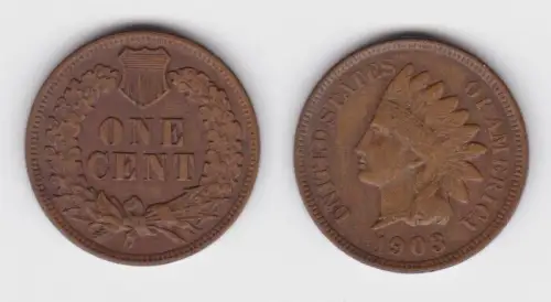 1 Cent Kupfer Münze USA 1903 (143144)