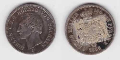 1/6 Taler Silber Münze Sachsen Johann 1866 B ss (143104)