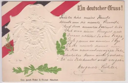 901451 Patriotika Präge Ak "Ein deutscher Gruß!" 1899
