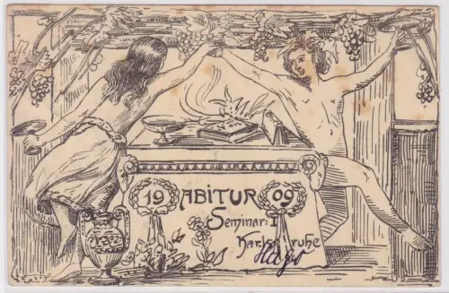 902029 Studentika Ak Abitur 1909 Seminar I Karlsruhe 