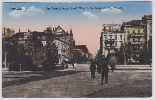 901520 Ak Breslau der Tautzienplatz mit Blick in die Schweidnitzer Straße 