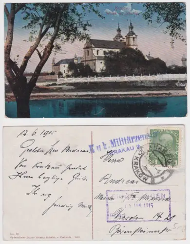 901395 Ak Krakau Kraków Widok ba Skalke mit Zensurstempel 1915