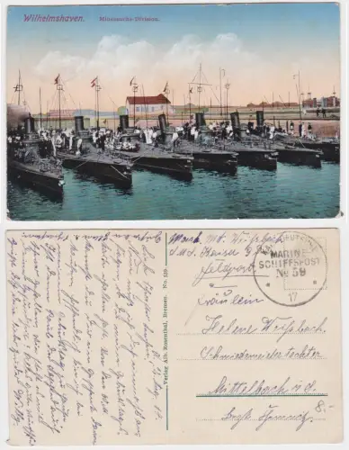 901396 Feldpost Ak Wilhelmshaven Minensuchs Division MSP 59, 1917