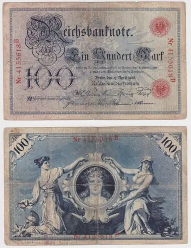 100 Mark Reichsbanknote Deutsches Reich 17.April 1903 (159336)