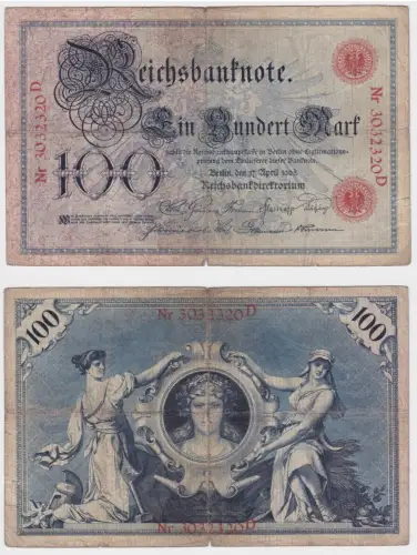 100 Mark Reichsbanknote Deutsches Reich 17.April 1903 (159457)