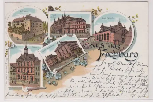 19513 Ak Lithographie Gruß aus Frohburg Post, Turnhalle usw. 1903