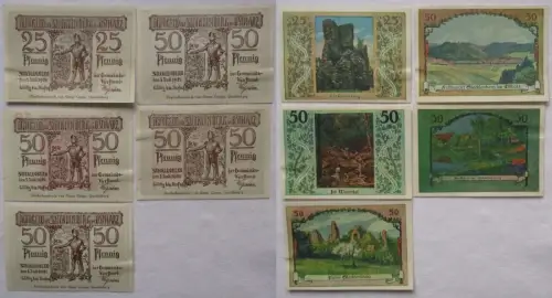 5 Banknoten Notgeld Gemeinde Stecklenburg 1921 (104200)