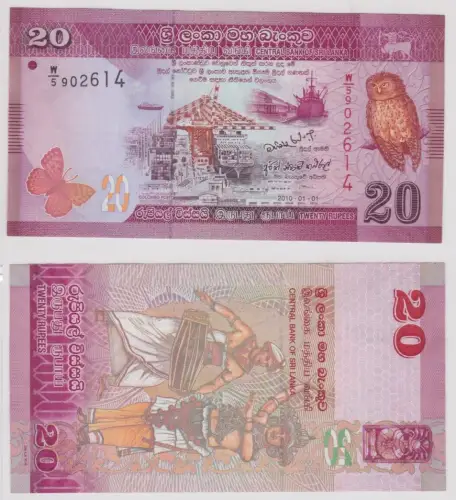 20 Rupees Rupien Banknote Central Bank of Sri Lanka 2010 kassenfrisch (159475)