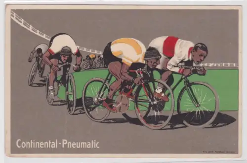 902108 Reklame Ak Continental-Pneumatic Radfahrer im Velodrom um 1915