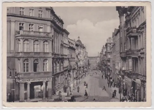 86164 Ak Posen - Berliner Straße mit Posener landschaftliche Bank 1942
