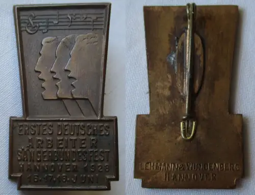 Abzeichen 1. Deutsches Arbeiter Sängerbundesfest Hannover Juni 1928 (137458)