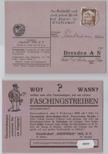 89559 Reklame Karte Dresden Faschings Gesellschaft "Siegfried" 1918 e.V.