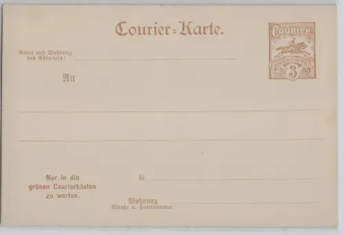 33261 Privatpost Ganzsachen Courier Karte Barmen Elberfeld 3 Pfennig vor 1900