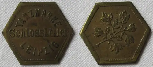 seltene Messing Tanzmarke Schloßkeller Leipzig um 1920 (161614)