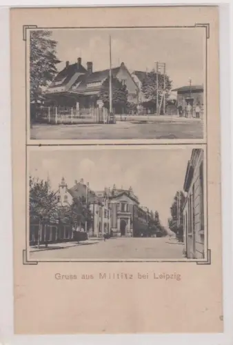 900308 Mehrbild Ak Gruß aus Miltitz bei Leipzig Bahnhofswirtschaft um 1920