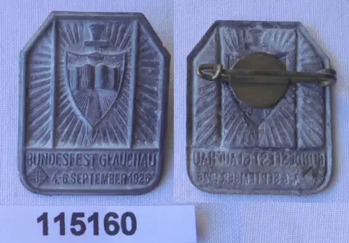 altes Blech Abzeichen Bundesfest Jungmännerbund Glauchau 1926 (115160)