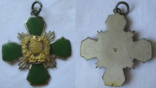 grün emailliertes Kreuz Schützenabzeichen um 1920 (124502)