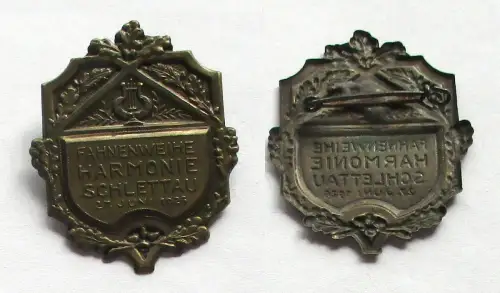 seltenes Abzeichen Fahnenweihe Gesangverein Harmonie Schlettau 1926 (132986)