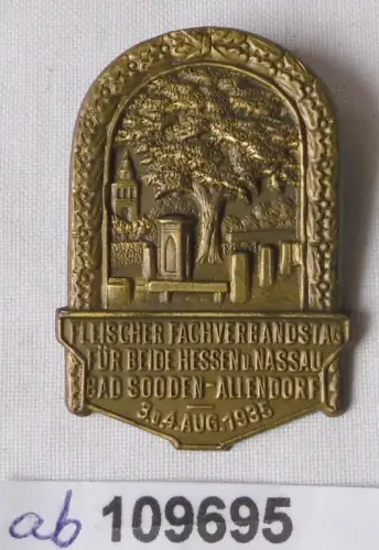 seltenes Blech Abzeichen Fleischer Fachverbandstag Bad Sooden 1935 (109695)