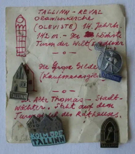 4 schöne alte Abzeichen Tallin Estland um 1930 (107918)