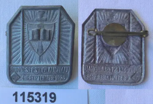altes Blech Abzeichen Bundesfest Jungmännerbund Glauchau 1926 (115319)