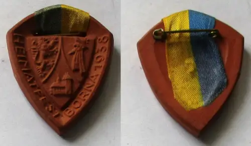 seltenes Steingut Abzeichen Heimatfest Borna 1938 (132615)