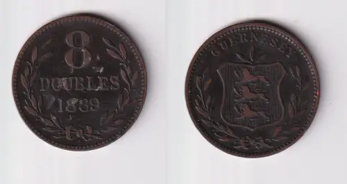 8 Doubles Kupfer Münze Guernsey 1889 ss+ (132124)