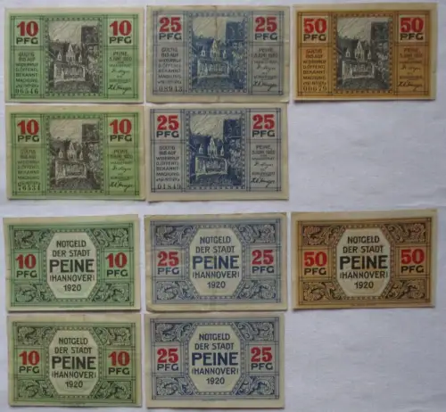 5 Banknoten Notgeld Stadt Peine (Hannover) 1920 (168756)